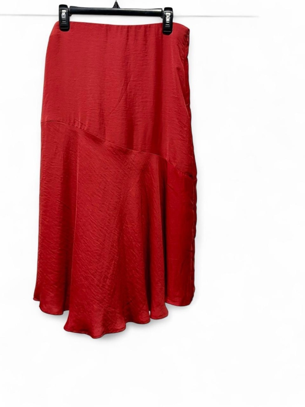 American Eagle Red Satin Asymmetrical Midi Skirt